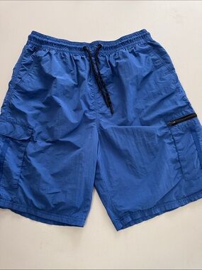 Men's Royal Blue Swim Board Shorts with Drawstring Waist